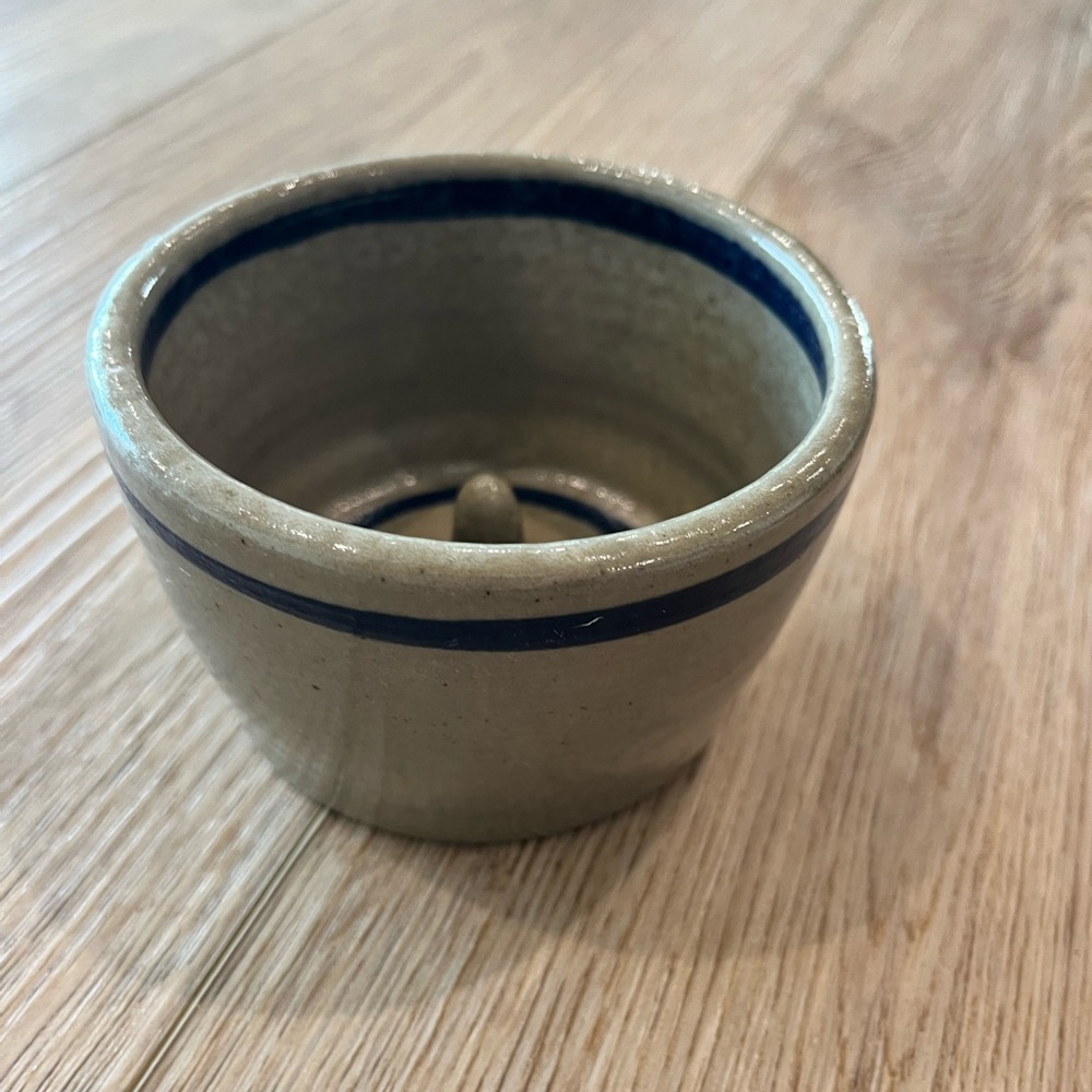 BBP Handcrafted Beige Ceramic Bowl with Blue Accent